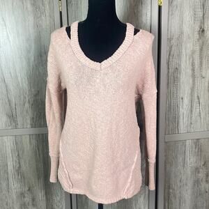 $10 SALE FIRM If it were me pink knit pullover sweater/cold shoulder women's S